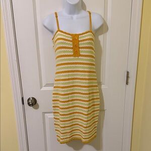 Promesa Yellow and White Striped Knit Dress